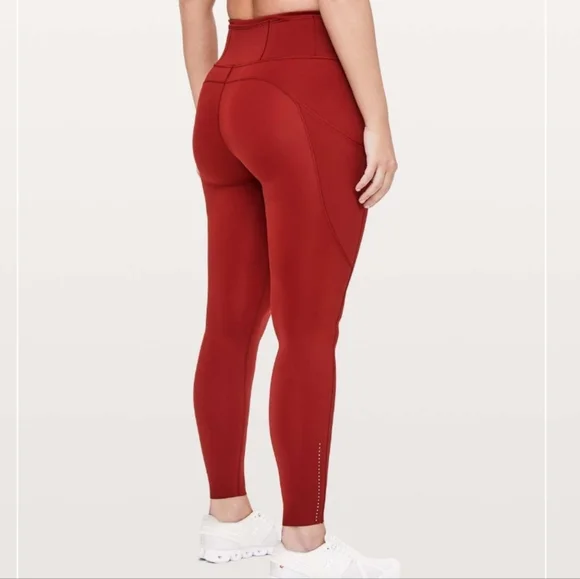 Lululemon Fast & Free Full Length Tight 28 Dark Sport Red Sz6